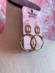 Double Circle Drop Earrings in Gold  *Final Sale*