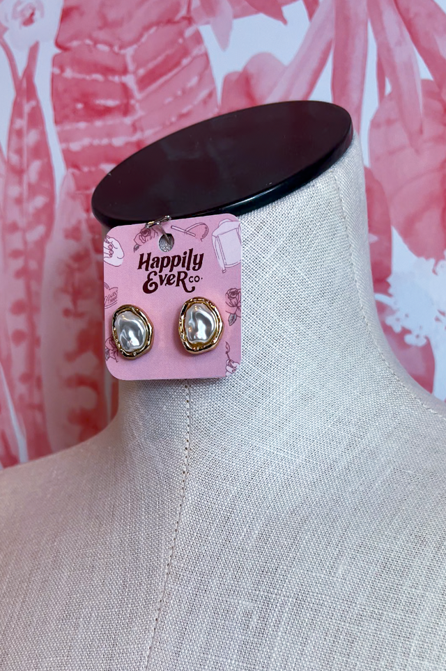 Baroque Pearl Stud Earrings in Gold *Final Sale*