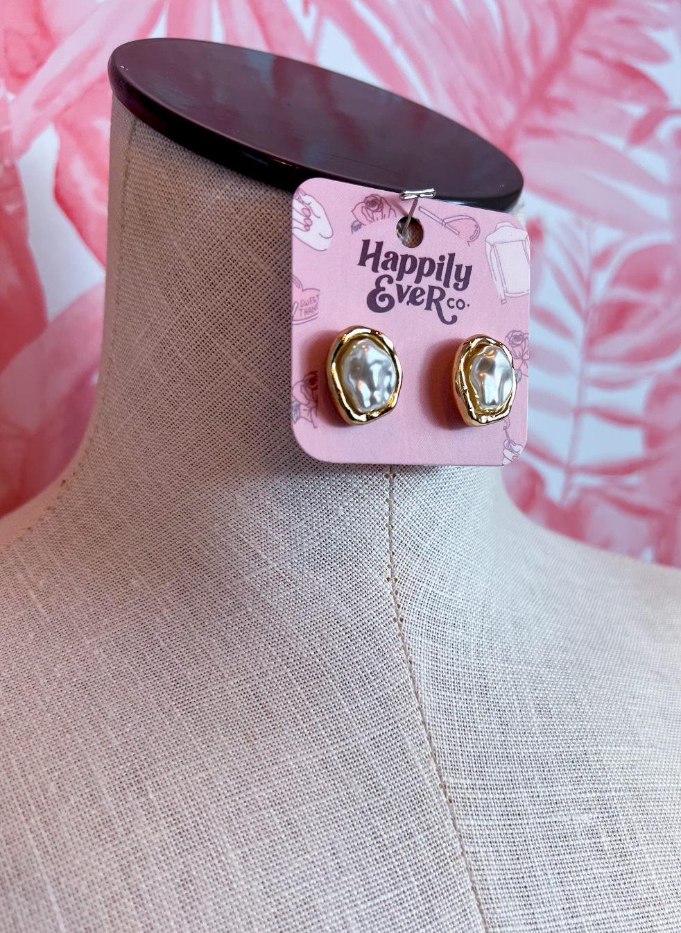 Baroque Pearl Stud Earrings in Gold *Final Sale*