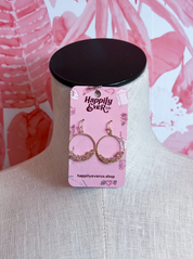 Faceted Bead Wire Hoop Earrings in Pink *Final Sale*