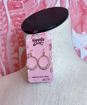 Faceted Bead Wire Hoop Earrings in White *Final Sale*