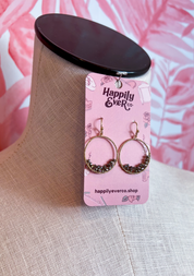 Faceted Bead Wire Hoop Earrings in Gray *Final Sale*