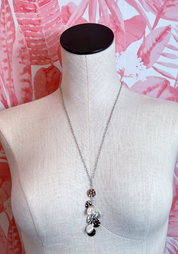 Metal Disc Pearl Cluster Necklace in Silver  *Final Sale*