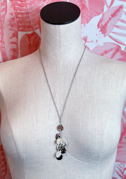 Metal Disc Pearl Cluster Necklace in Silver  *Final Sale*