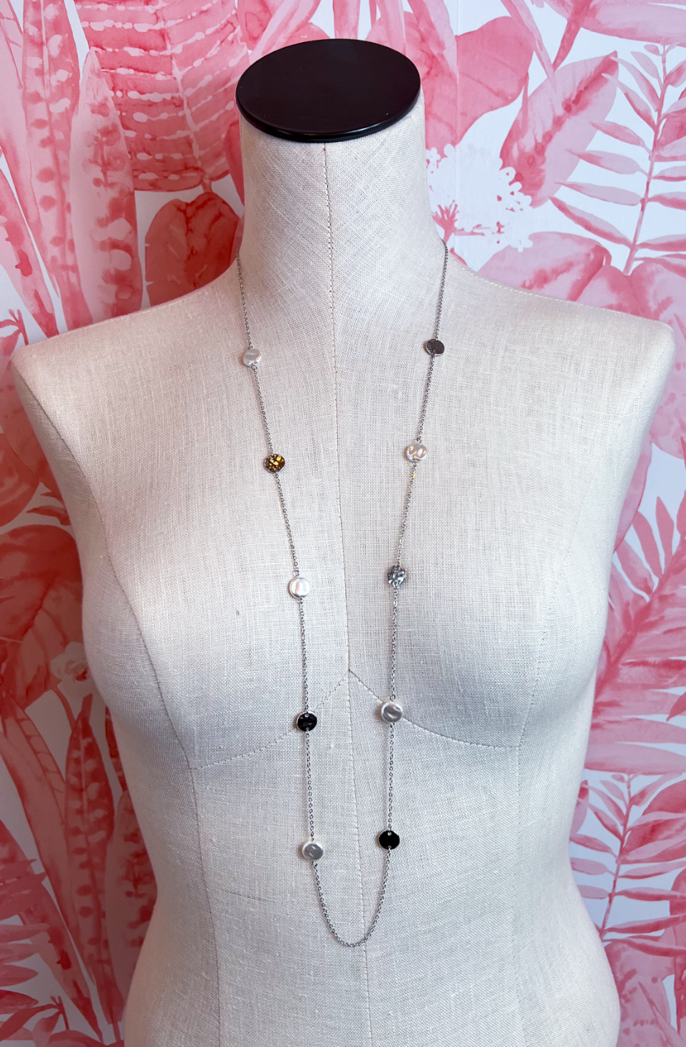 Pearl Station Necklace in Silver *Final Sale*
