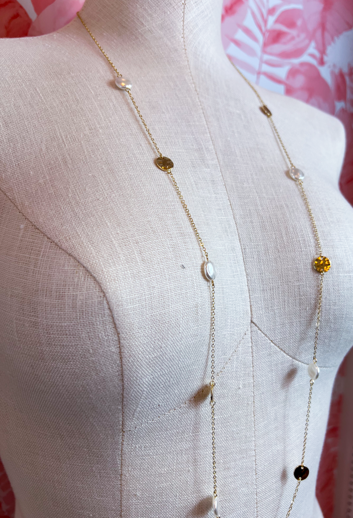 Pearl Station Necklace in Gold *Final Sale*