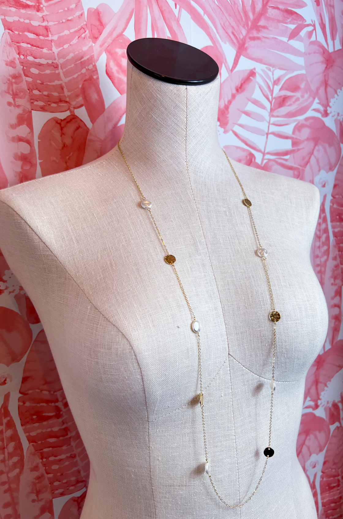 Pearl Station Necklace in Gold *Final Sale*