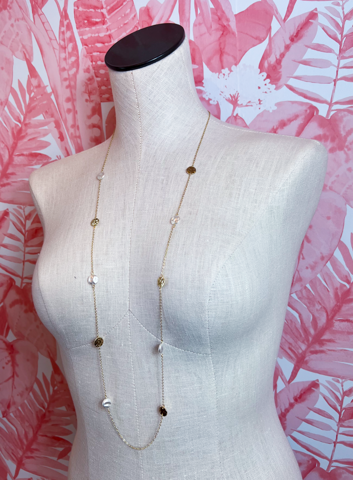 Pearl Station Necklace in Gold *Final Sale*