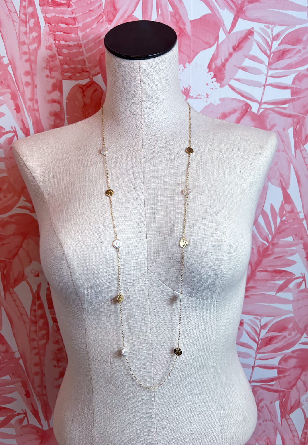 Pearl Station Necklace in Gold *Final Sale*