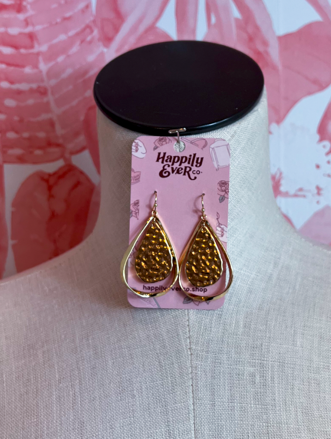 Hammered Double Teardrop Earrings in Gold *Final Sale*