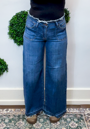 Risen | Low Rise Wide Leg Jeans in Dark Wash