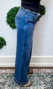 Risen | Low Rise Wide Leg Jeans in Dark Wash