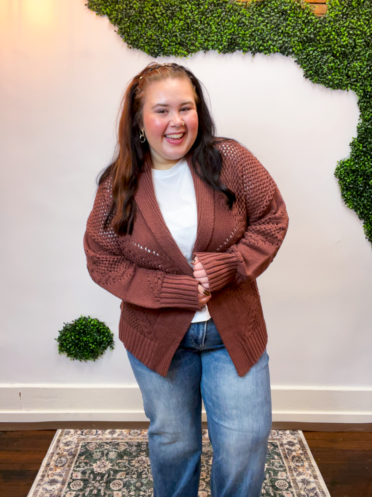 Wrapped & Woven Cardigan in Dark Brown