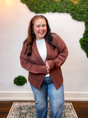 Wrapped & Woven Cardigan in Dark Brown