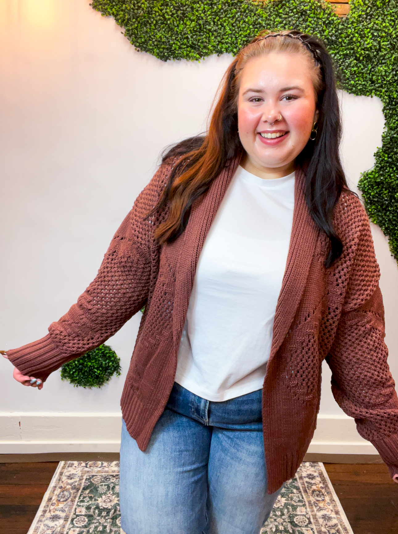 Wrapped & Woven Cardigan in Dark Brown