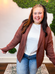 Wrapped & Woven Cardigan in Dark Brown
