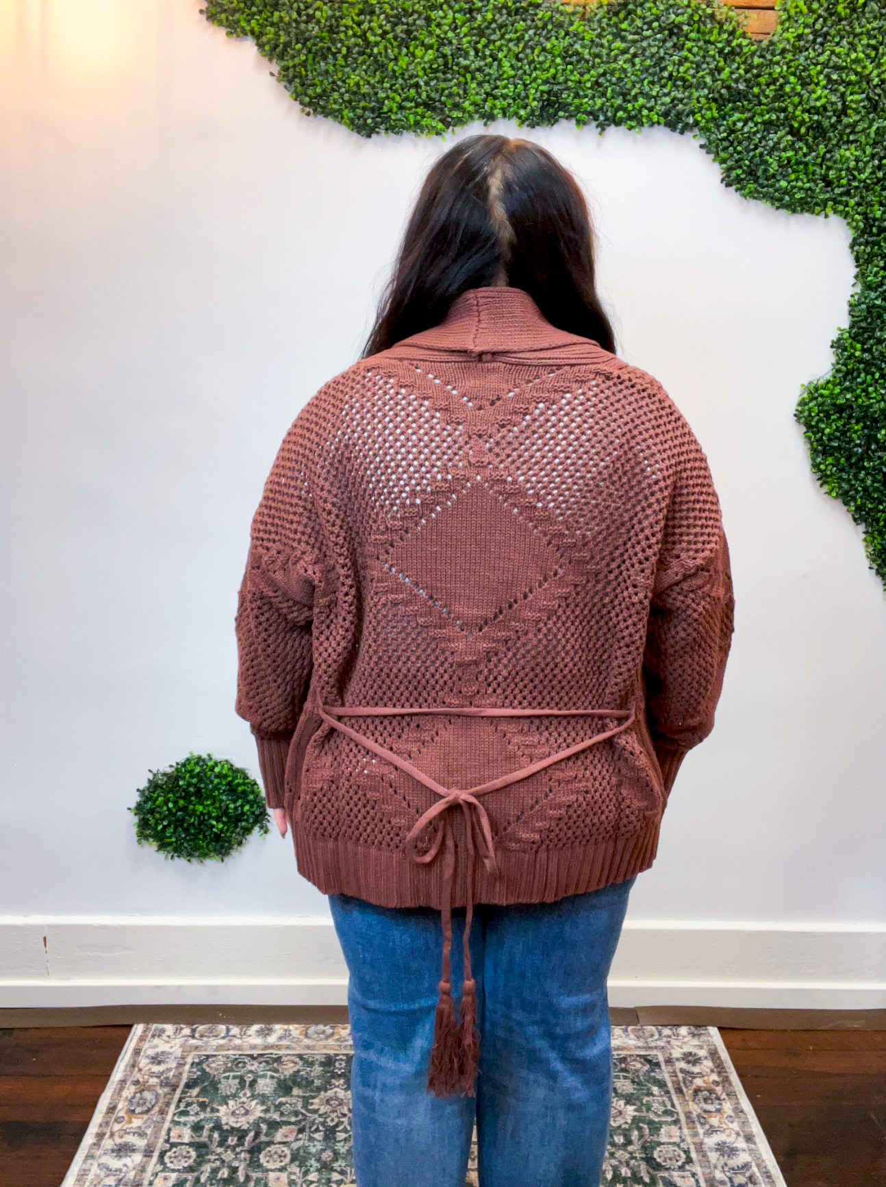 Wrapped & Woven Cardigan in Dark Brown