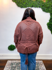 Wrapped & Woven Cardigan in Dark Brown