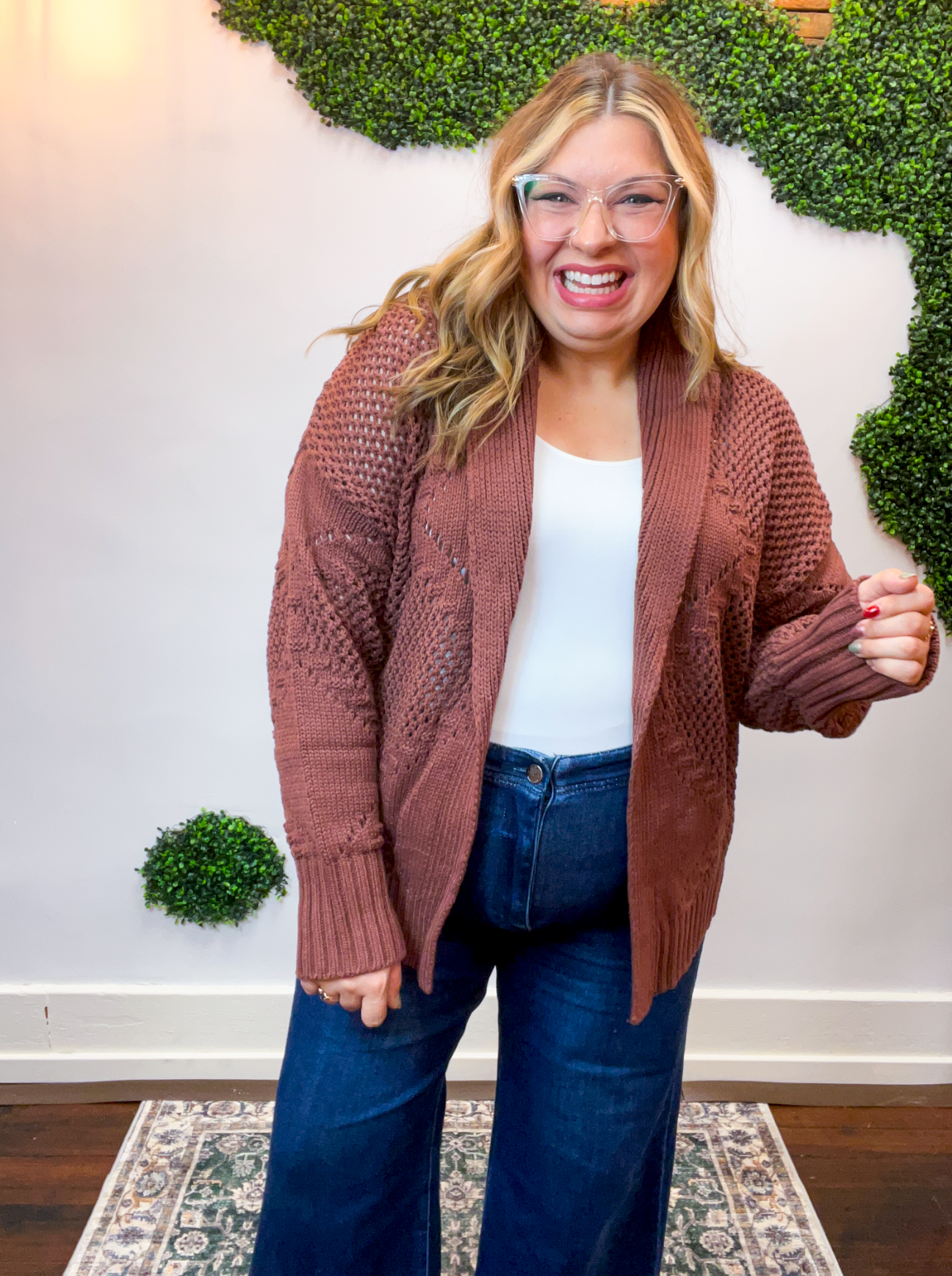 Wrapped & Woven Cardigan in Dark Brown