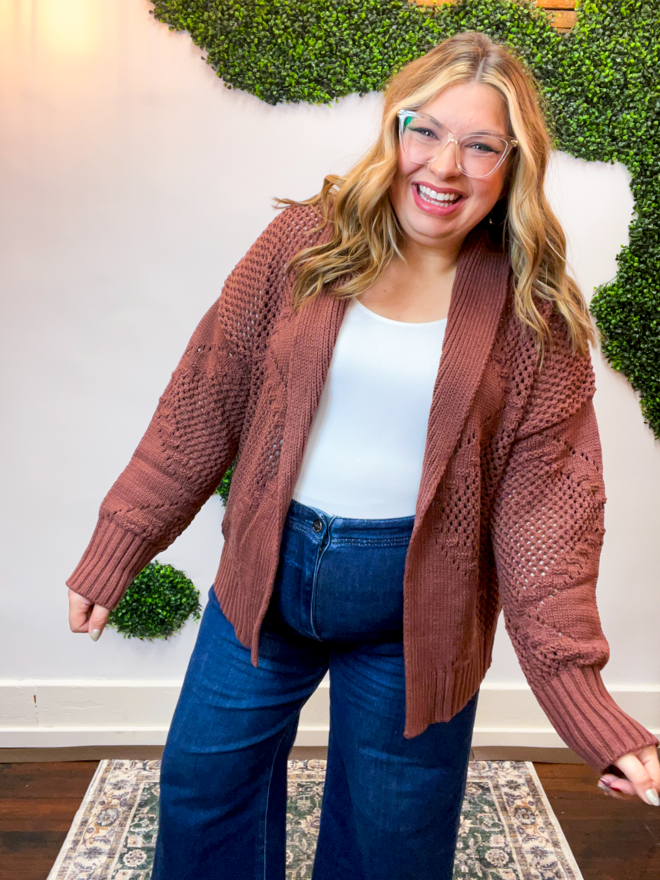 Wrapped & Woven Cardigan in Dark Brown