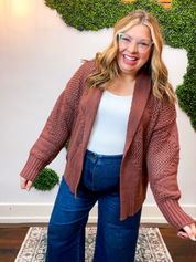 Wrapped & Woven Cardigan in Dark Brown