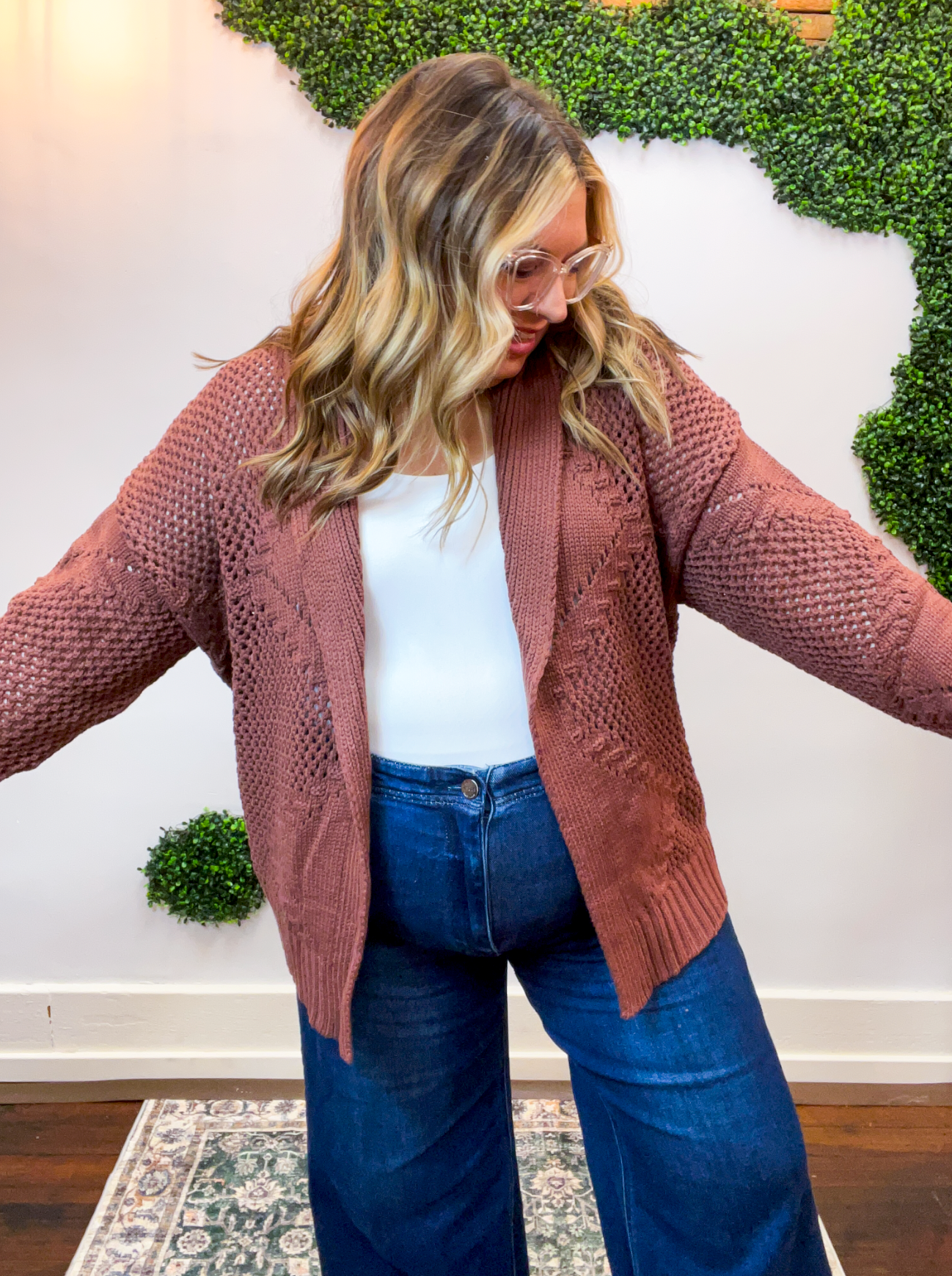 Wrapped & Woven Cardigan in Dark Brown