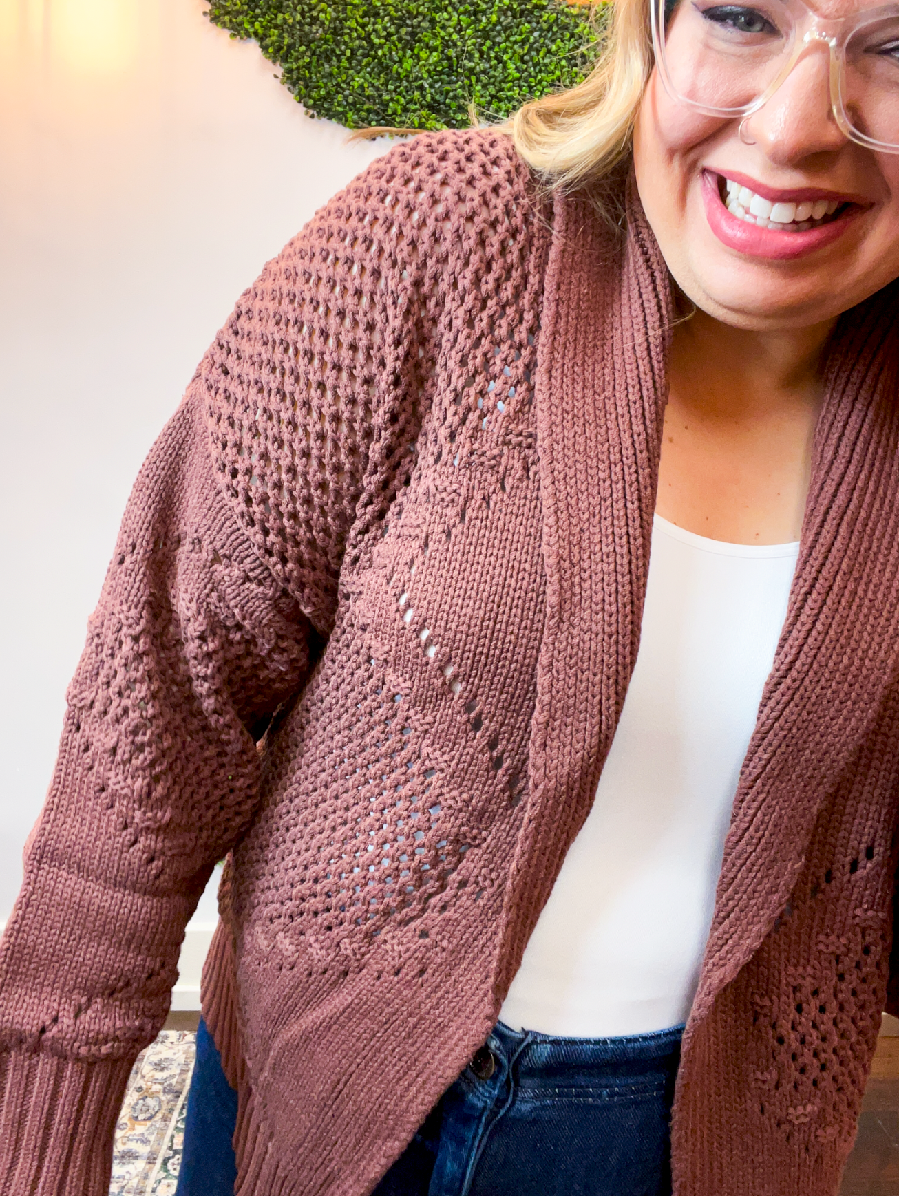 Wrapped & Woven Cardigan in Dark Brown