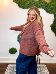 Wrapped & Woven Cardigan in Dark Brown