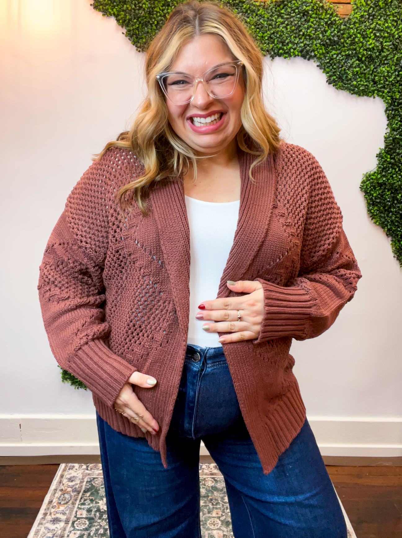 Wrapped & Woven Cardigan in Dark Brown