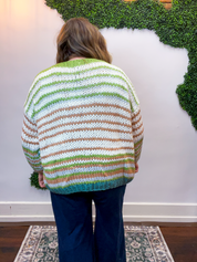 Evergreen Striped Open Cardigan