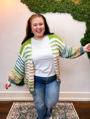 Evergreen Striped Open Cardigan