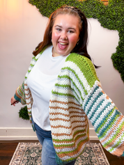 Evergreen Striped Open Cardigan