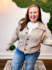 Toggle & Cable Cardigan in Taupe