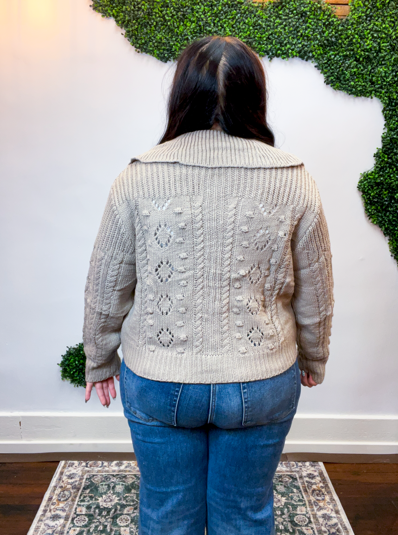 Toggle & Cable Cardigan in Taupe
