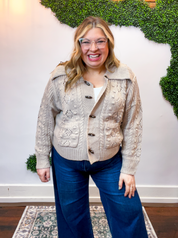 Toggle & Cable Cardigan in Taupe