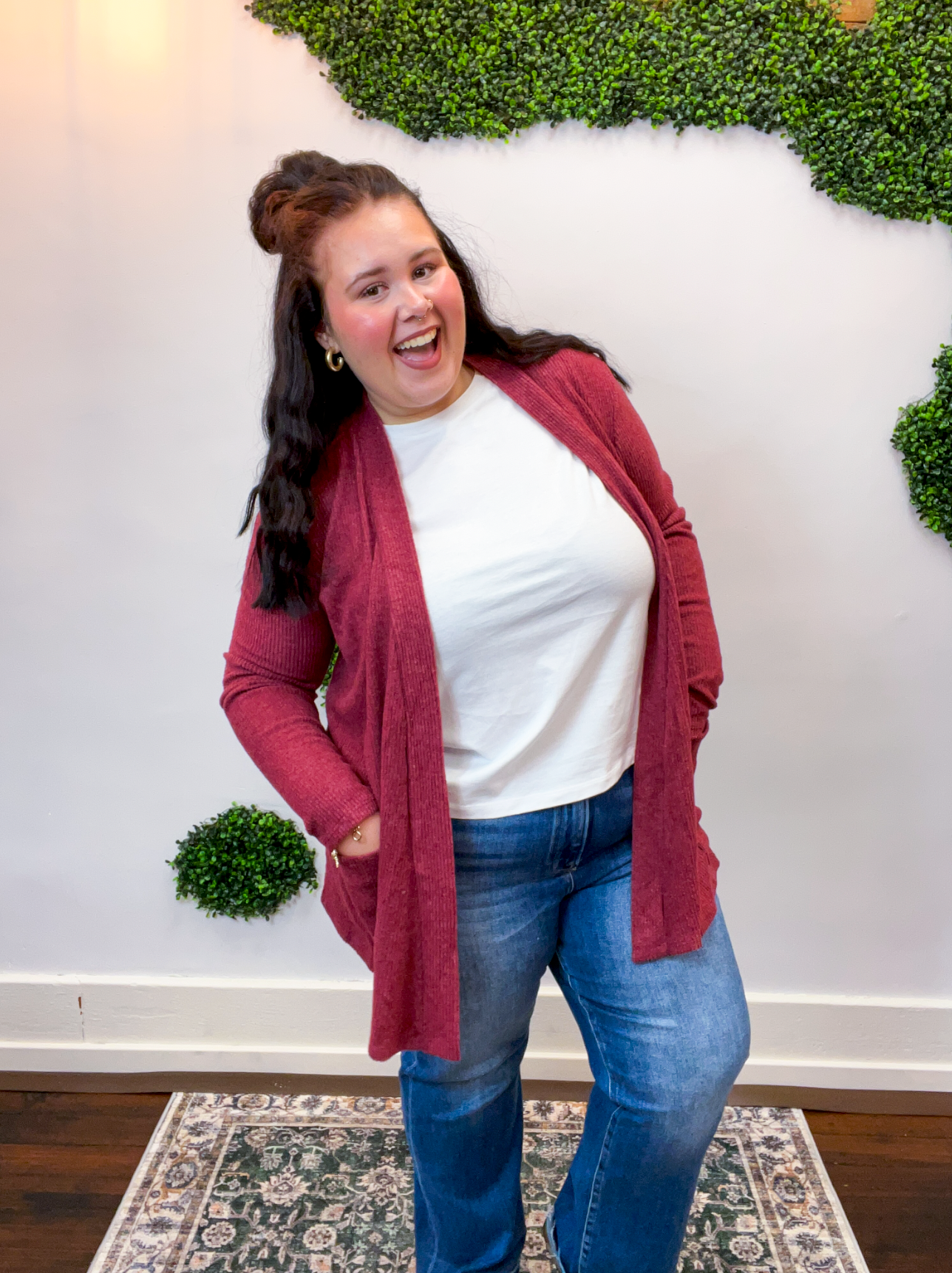 Cider Season Cardigan in Burgundy