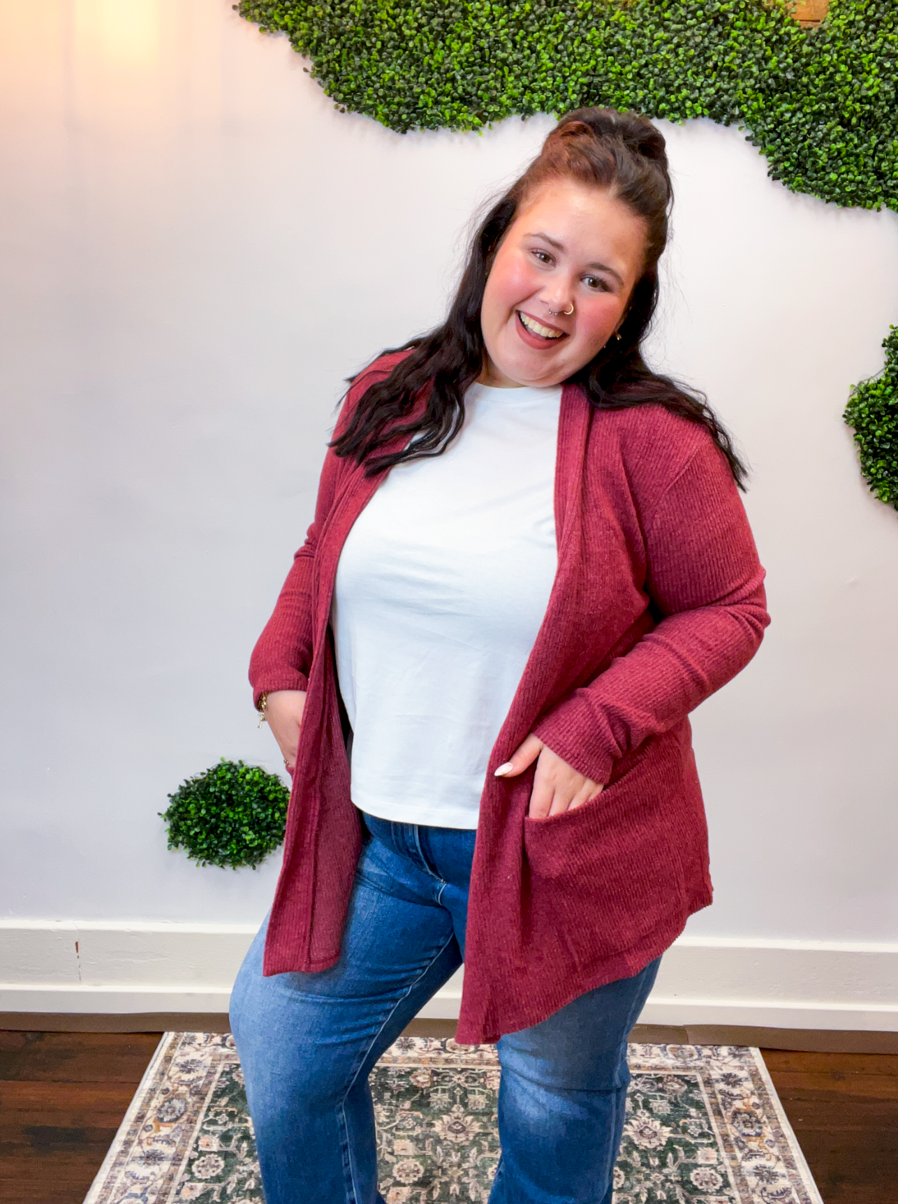 Cider Season Cardigan in Burgundy