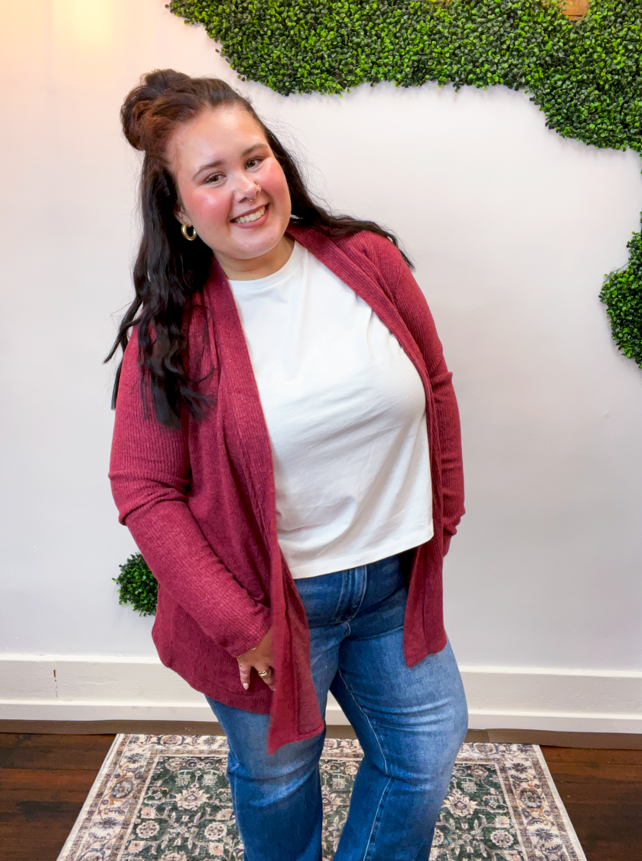 Cider Season Cardigan in Burgundy