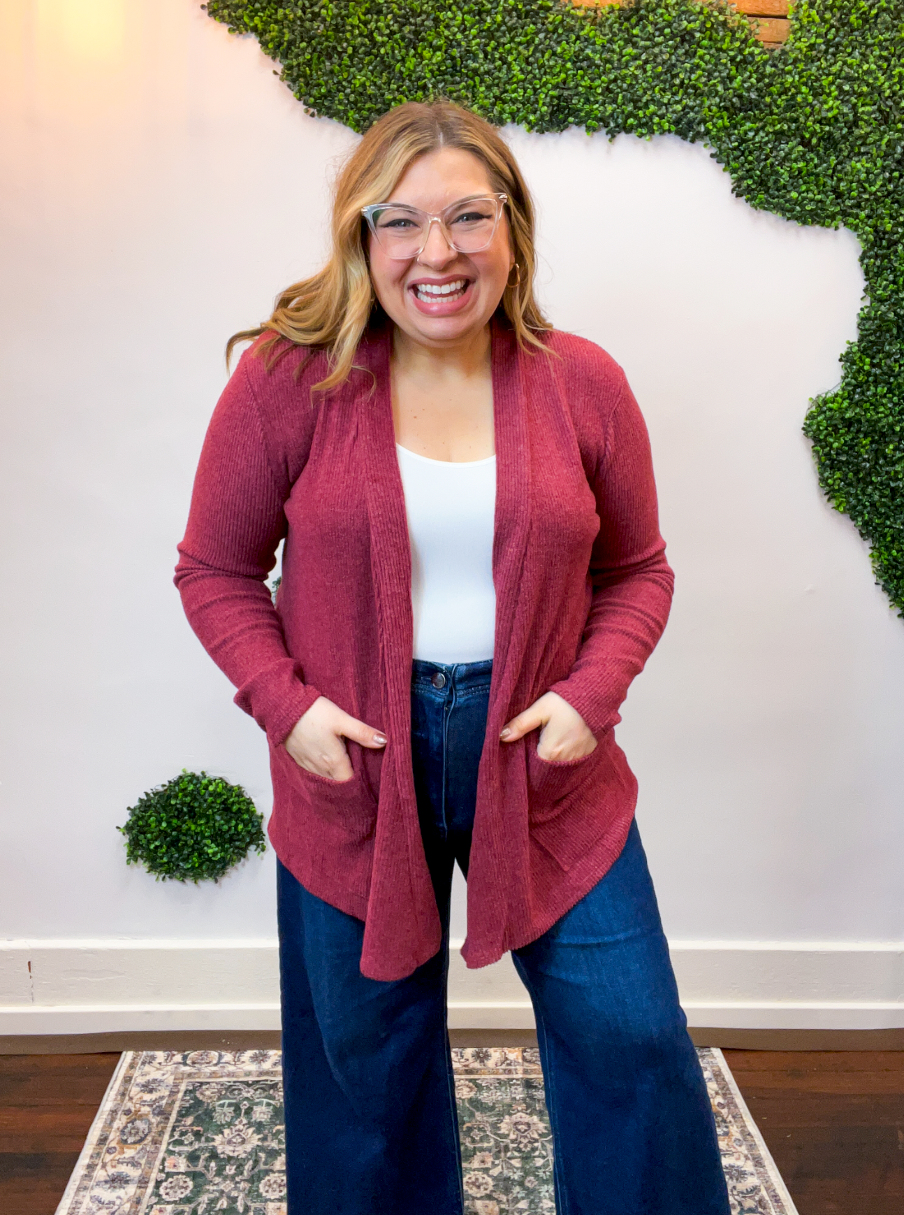 Cider Season Cardigan in Burgundy