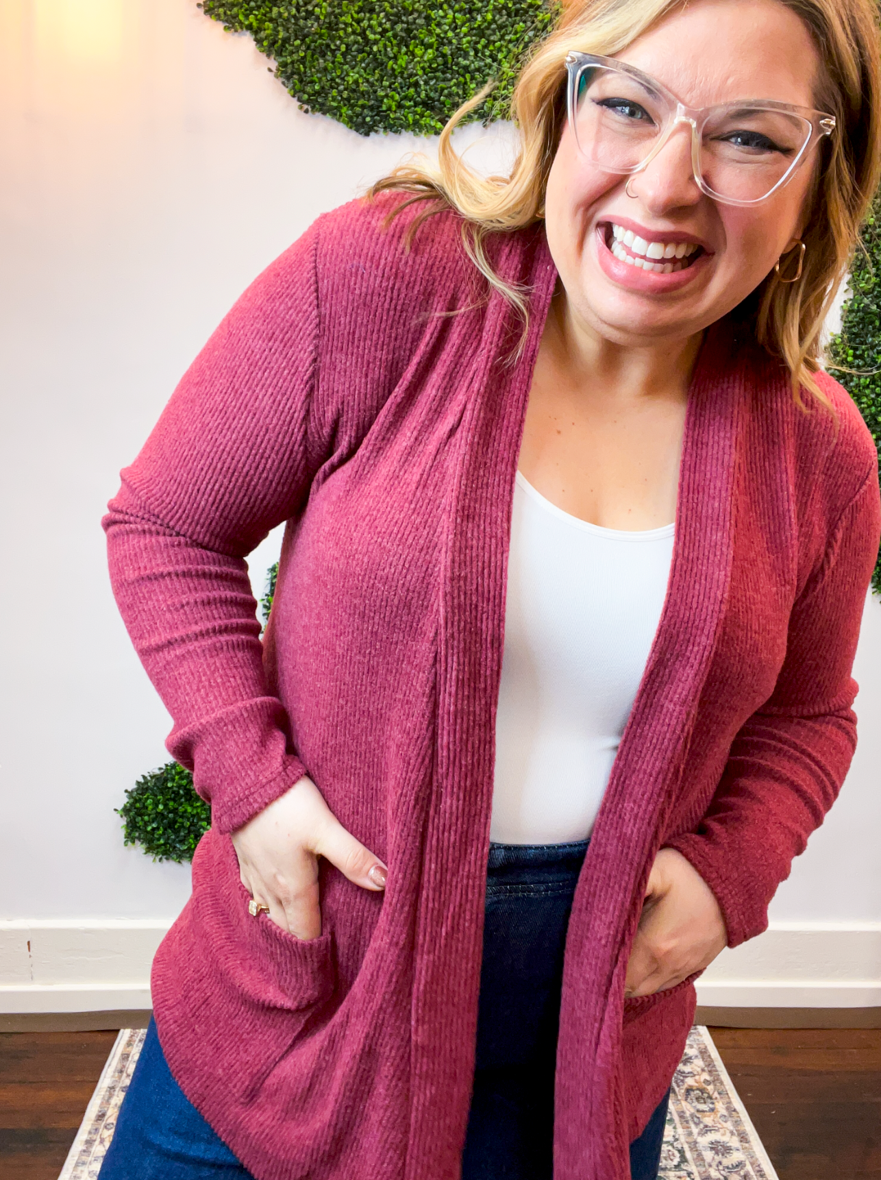 Cider Season Cardigan in Burgundy