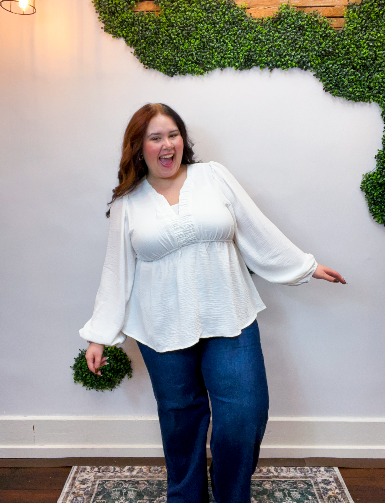 Sweetly Gathered Top in Ivory
