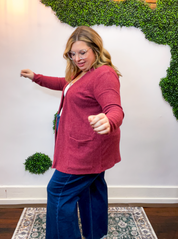 Cider Season Cardigan in Burgundy