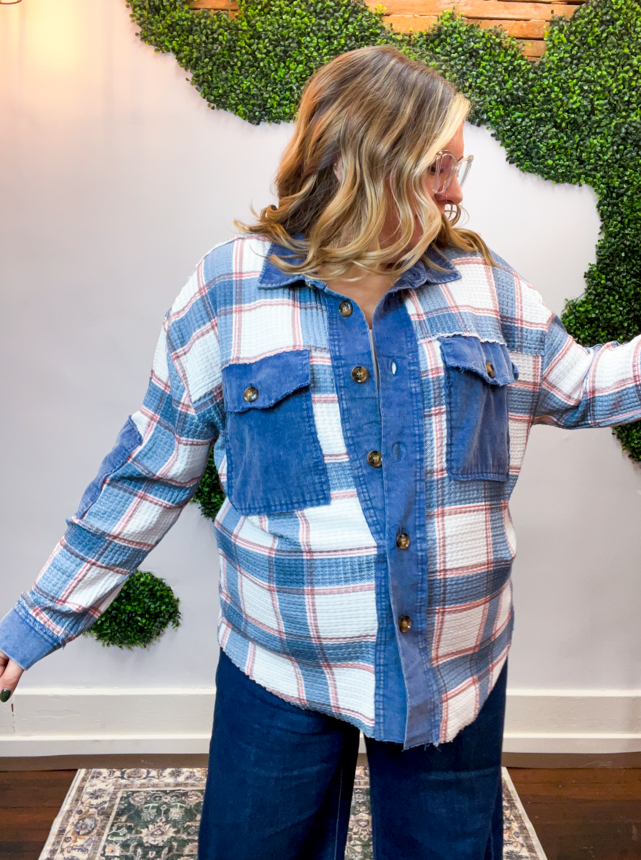 Crossroads Plaid Thermal Shacket