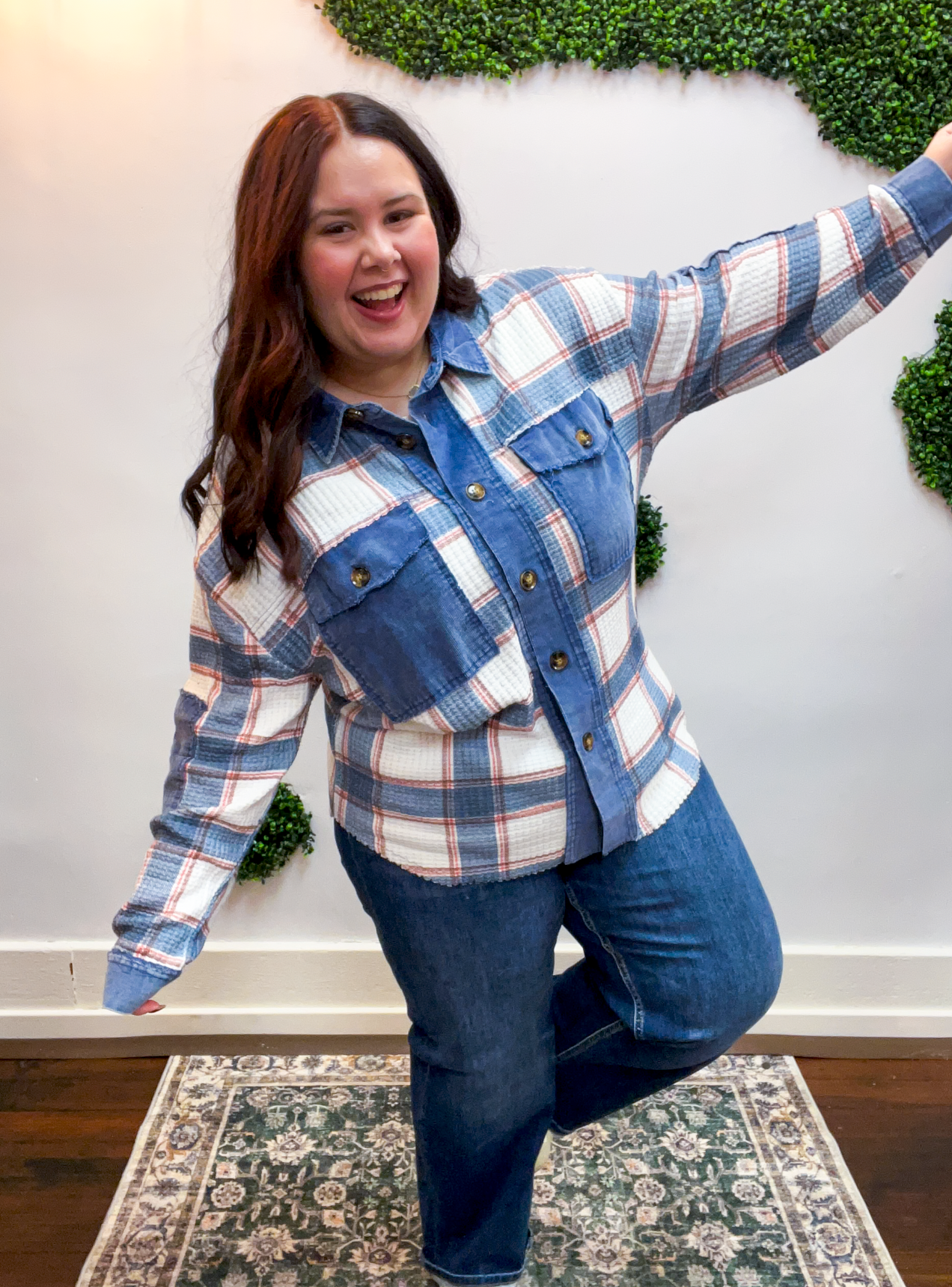 Crossroads Plaid Thermal Shacket