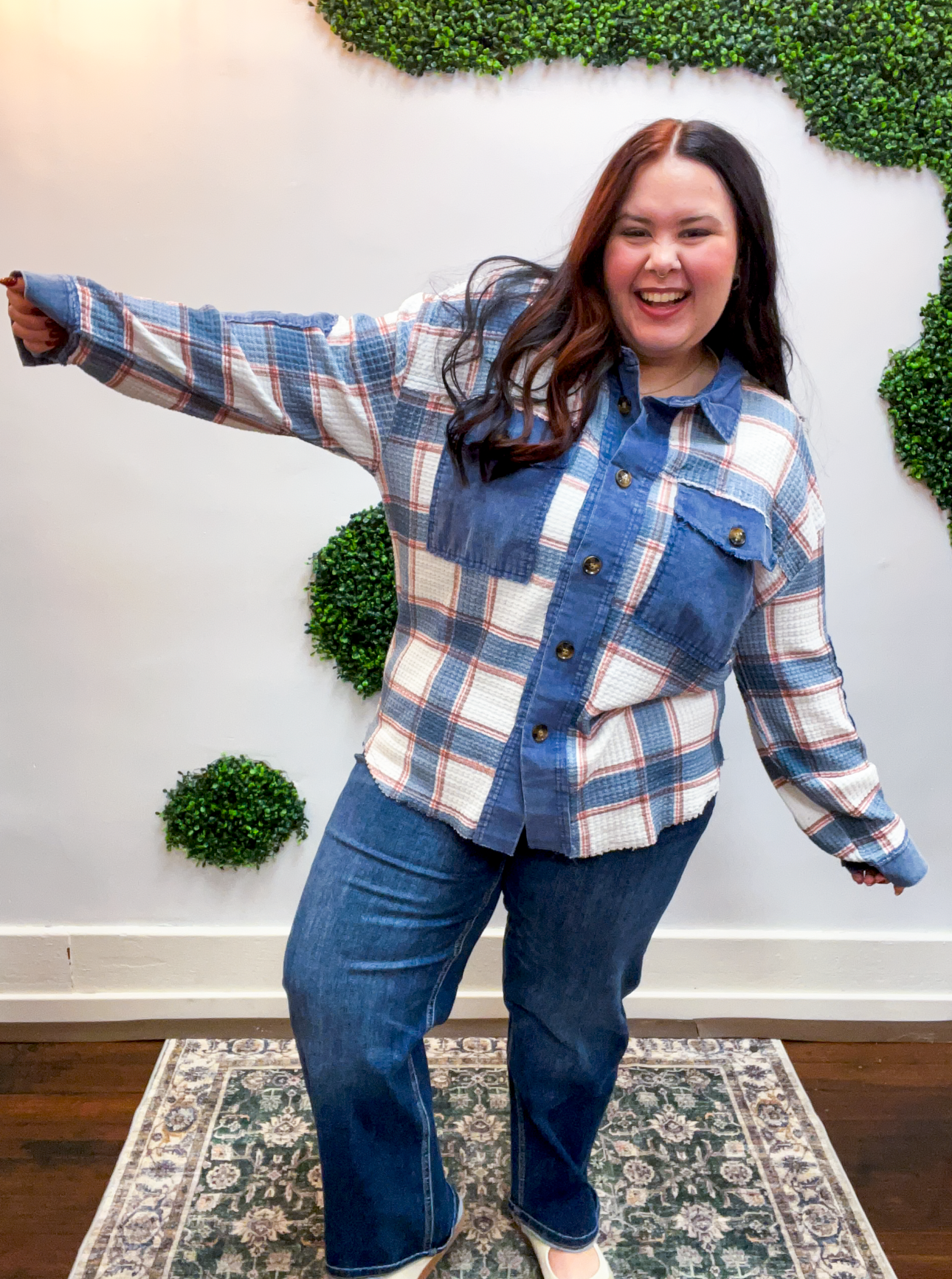 Crossroads Plaid Thermal Shacket