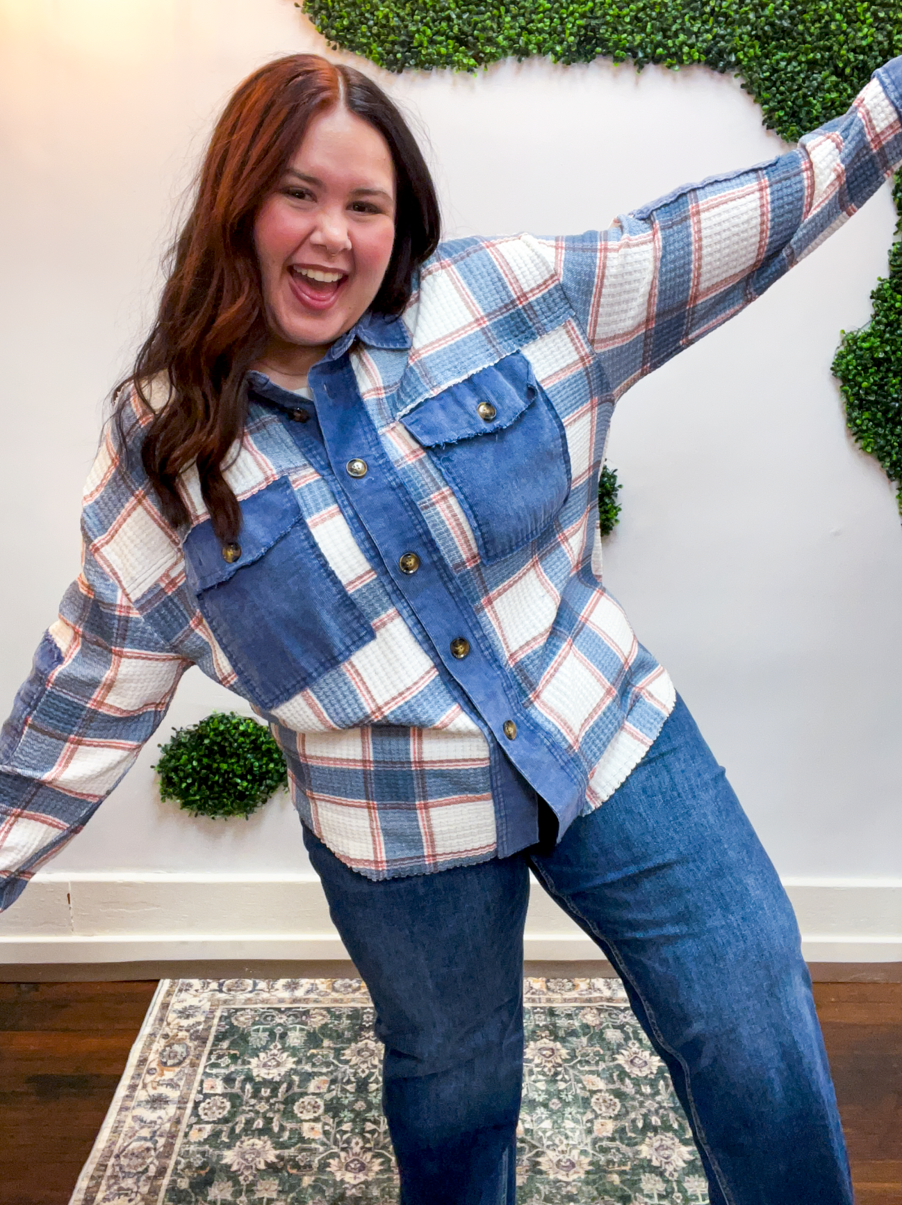 Crossroads Plaid Thermal Shacket