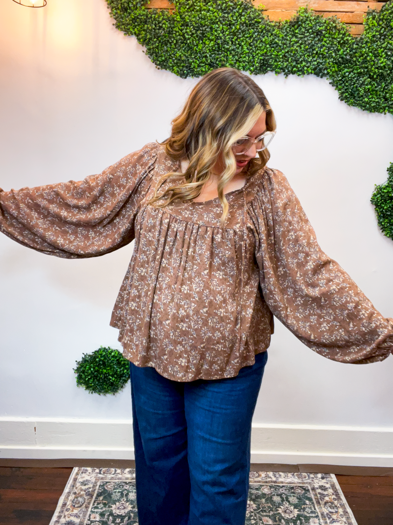 Tied in Bloom Blouse in Hazelnut