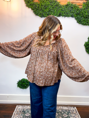 Tied in Bloom Blouse in Hazelnut