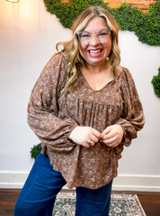 Tied in Bloom Blouse in Hazelnut