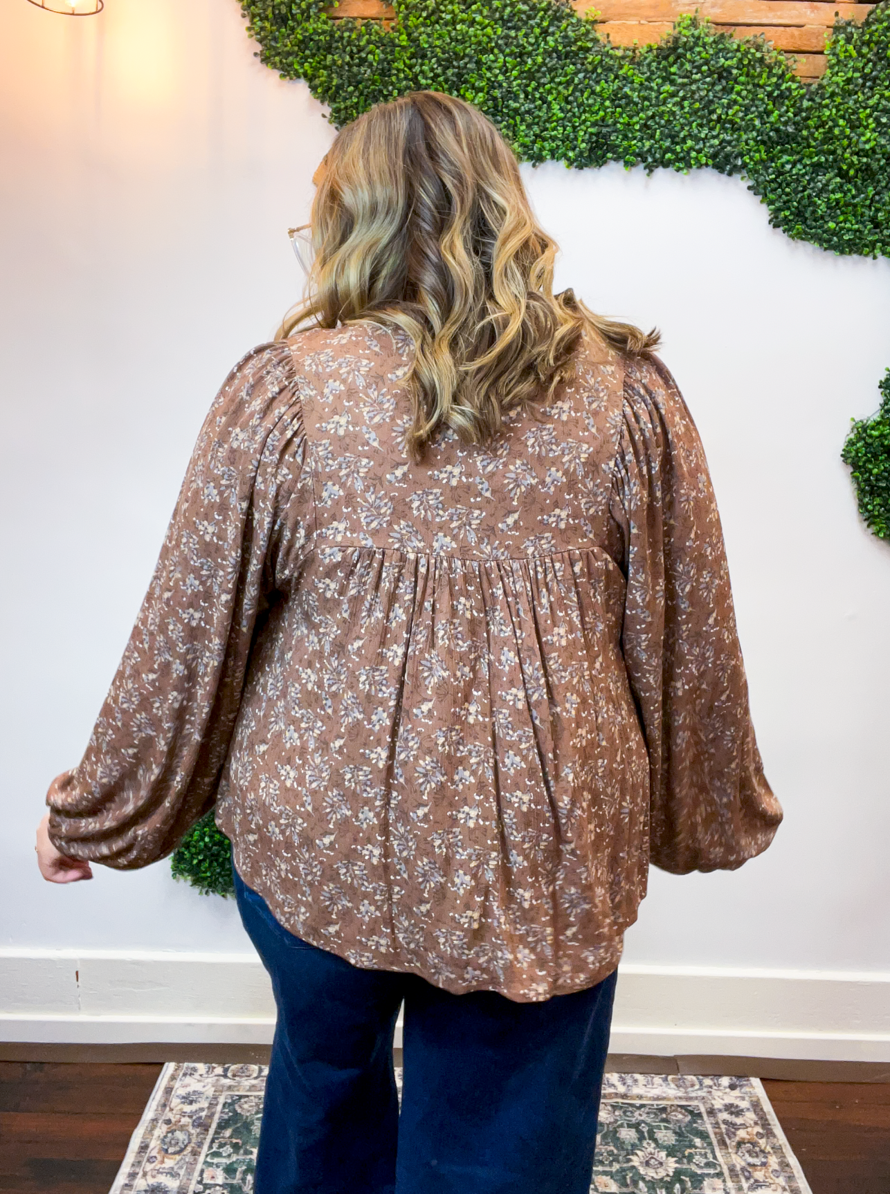 Tied in Bloom Blouse in Hazelnut
